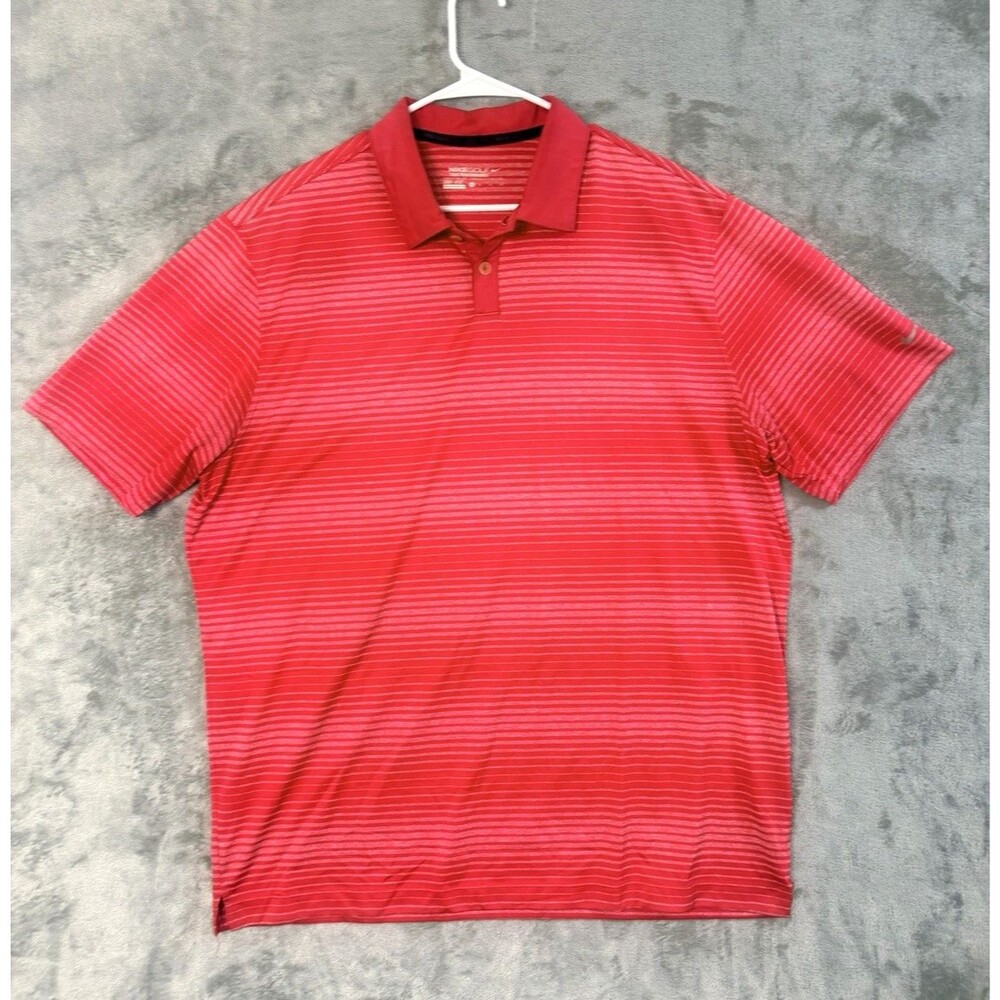 Nike Golf Tour Performance Dri-Fit Polo Shirt Men’s XL Red Striped Short Sleeve‎